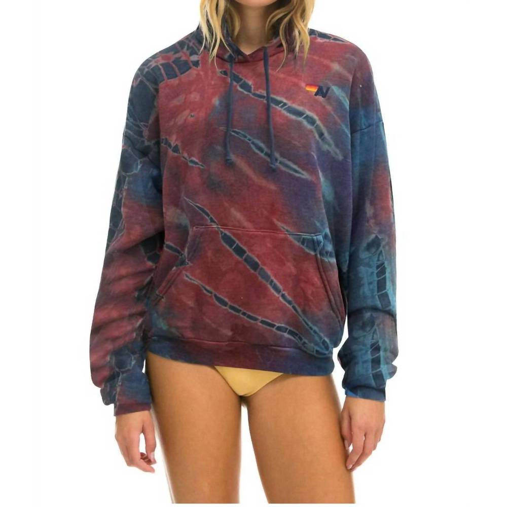 AVIATOR NATION hand dyed tie dye relaxed pullover hoodie in maroon - EUC